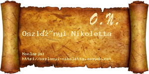 Oszlányi Nikoletta névjegykártya